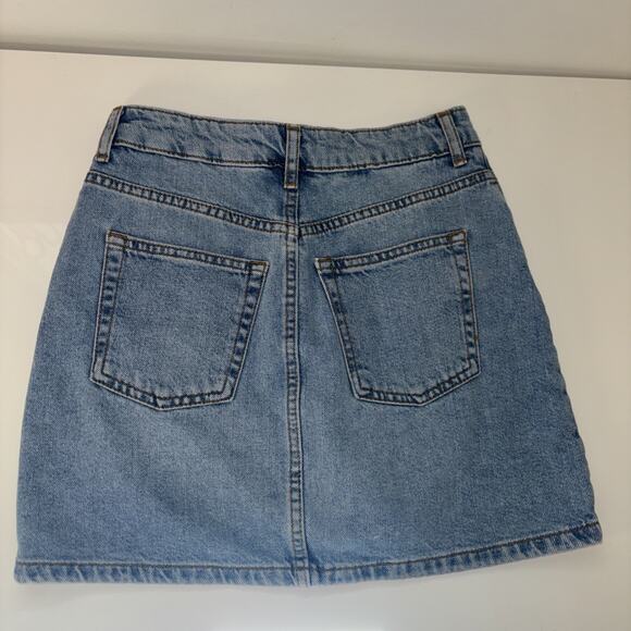 Topshop Moto Skirt Denim Sz 4 Jean Flowy Romantic Sexy Festival Funky Zipper Y2K - Picture 7 of 10
